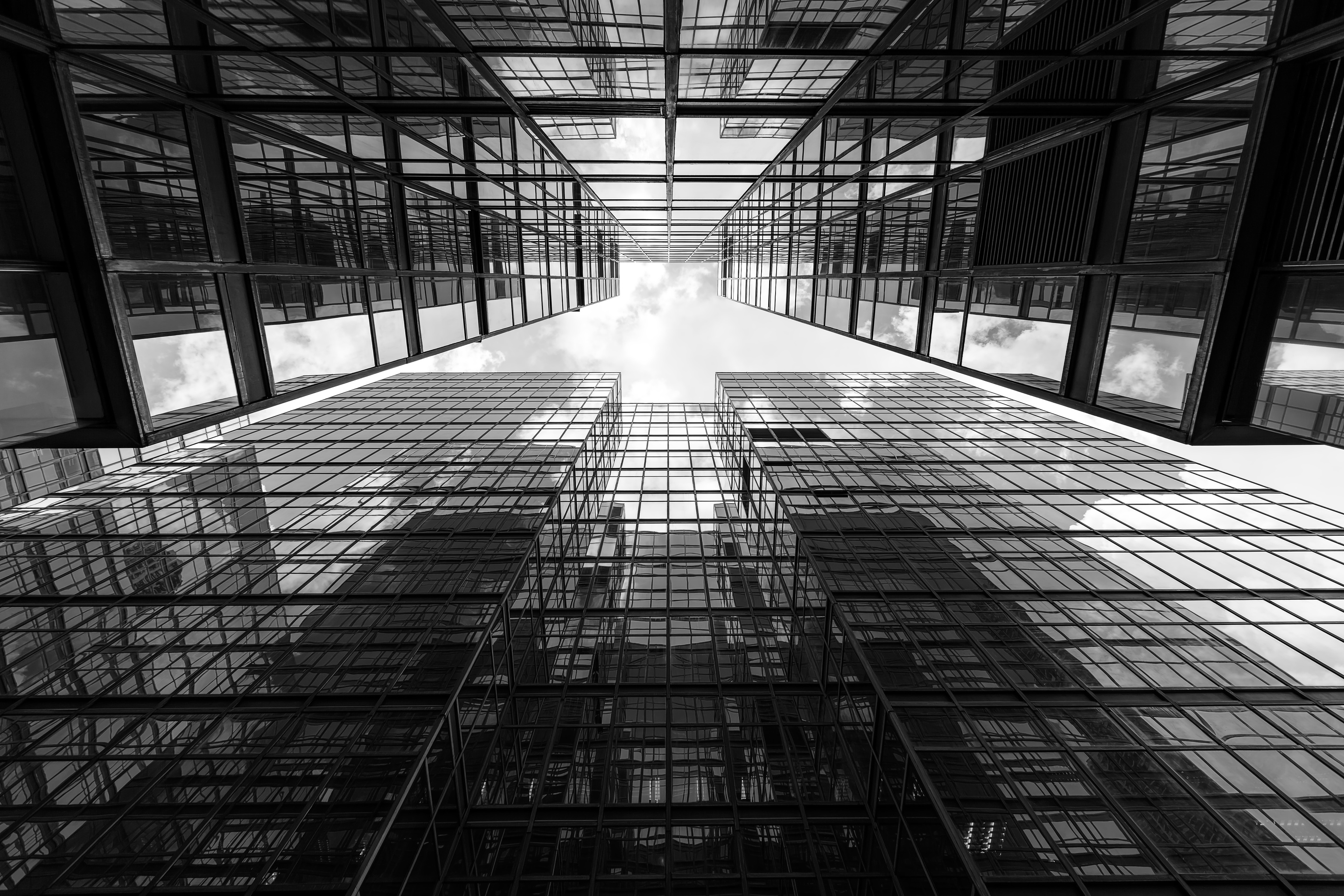 Hong Kong modern Corporate Buildings (black and white)